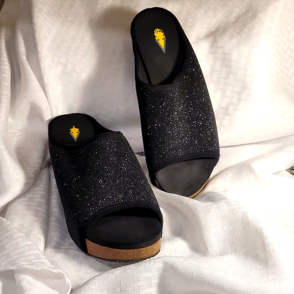 Volatile Black Glitter Sandals